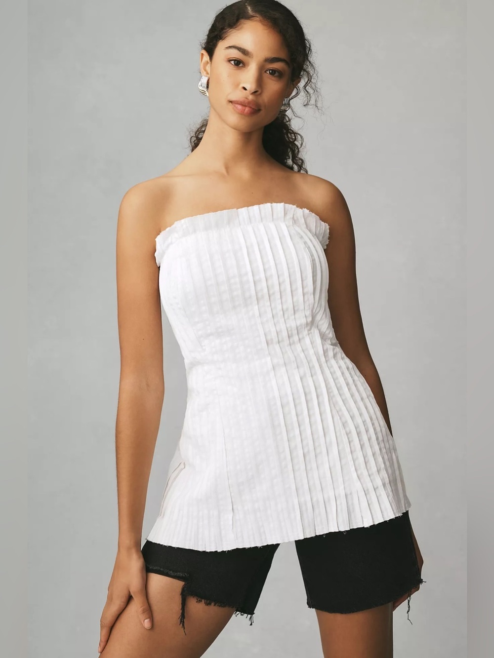 Anthropologie Pilcro Strapless Pintuck Top
